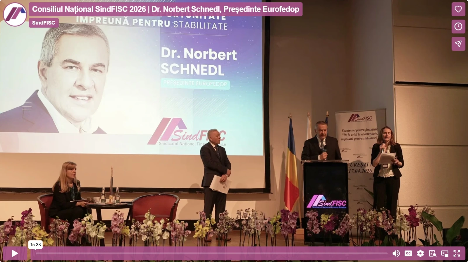 Consiliul Național SindFISC 2026 | Dr. Norbert Schnedl, Președinte Eurofedop imagine video player